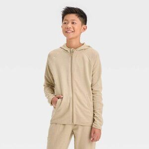Boys' Waffle Hooded Sweatshirt - All In Motion Khaki-NWT